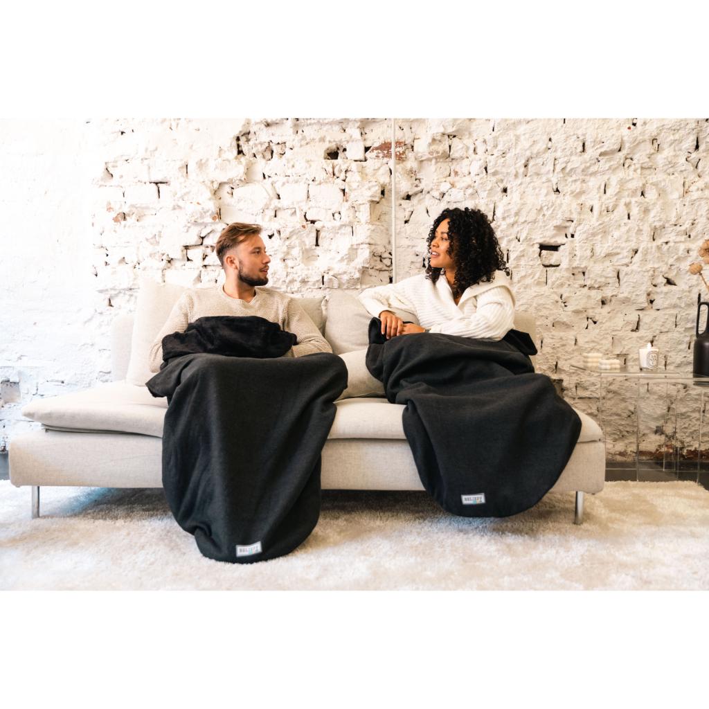 COZY | Fleecetæppe med fodlomme | Mørkegrå