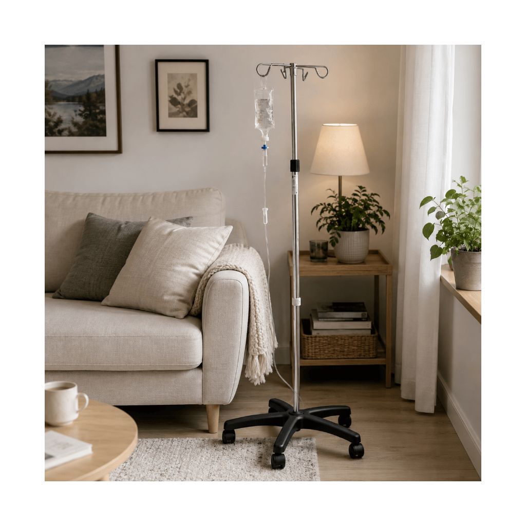 STAND TIM | Mobiler Infusionsständer auf Rollen | Höhenverstellbar