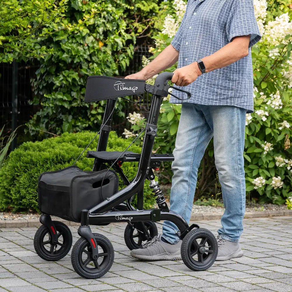 JOHNNIE Leichtgewicht-Rollator mit Luftreifen und Stoßdämpfern
